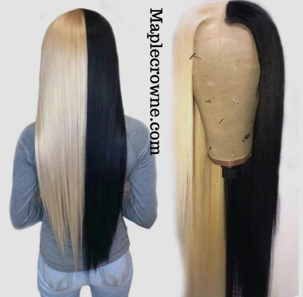 Half Blonde Half Black Hand Made Lace Wig