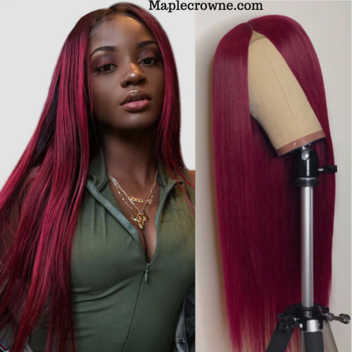 Burgundy Remy Indian Human Hair Lace Front Wig