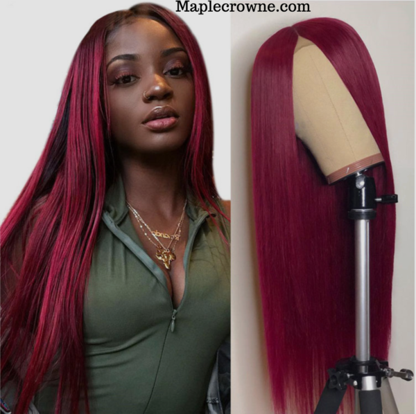 Burgundy Remy Indian Human Hair Lace Front Wig