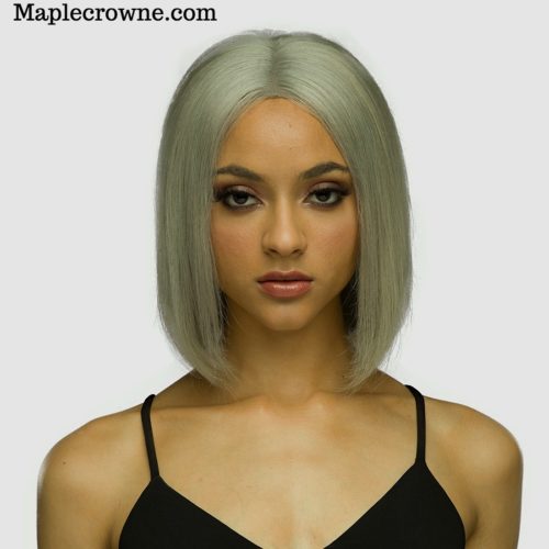 Caesious Grey Middle Part Brazilian Bob Wig