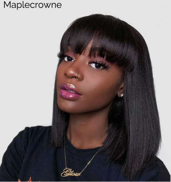 Short Brazilian Human Hair Wig With Bangs