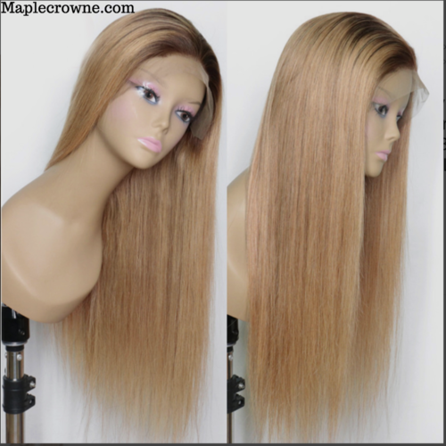 Strawberry Honey Blonde Wig With Brown Root